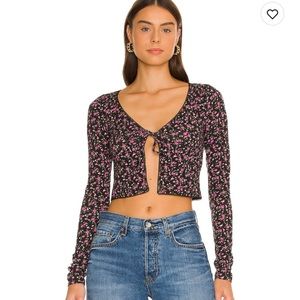 Majorelle Bardot Cardigan in Black Ditsy